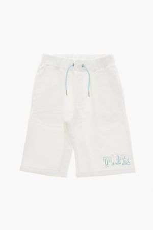 Solid Brushed Cotton Shorts with Contrast Details