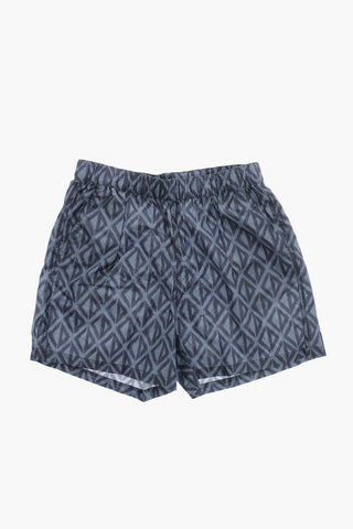 Nylon Swim Shorts with All-Over Monogram