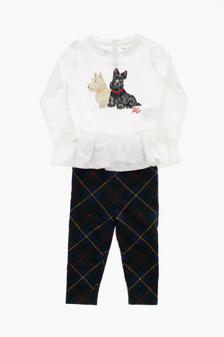 Checked Leggings and Long Sleeve T-shirts Set