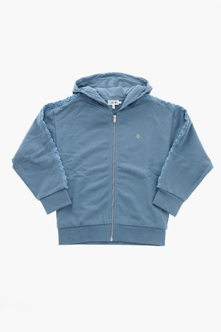 Solid Color Brushed Cotton Sweatshirt with Embossed Details