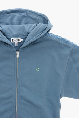 Solid Color Brushed Cotton Sweatshirt with Embossed Details