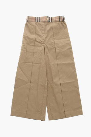 Pantaloni HERMIA in Cotone Leggero a 1 Pince con Banda Elastica a Quadri