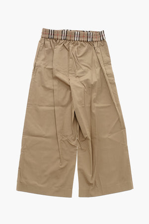 Pantaloni HERMIA in Cotone Leggero a 1 Pince con Banda Elastica a Quadri