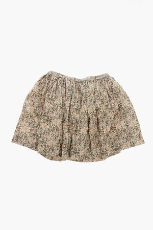 Velour Ribbed Floral-Print Skirt with Elastic Waist