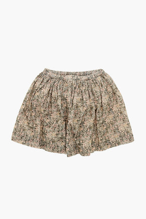 Velour Ribbed Floral-Print Skirt with Elastic Waist