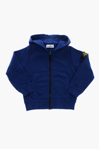 Brushed Cotton Sweatshirt with Hood and Zip Closure