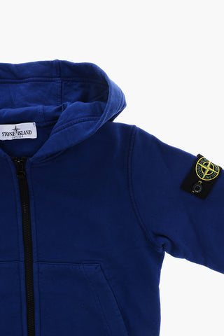 Brushed Cotton Sweatshirt with Hood and Zip Closure