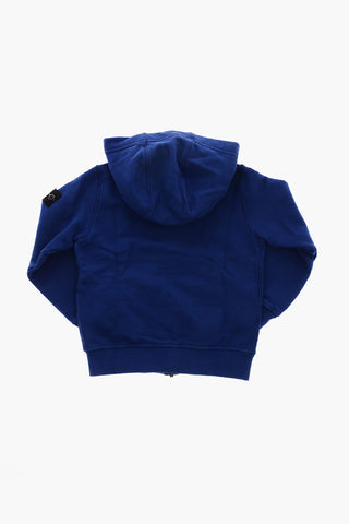 Brushed Cotton Sweatshirt with Hood and Zip Closure