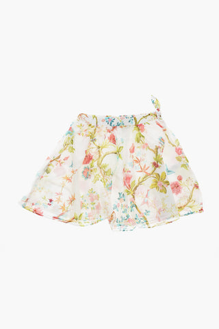 Flared Skirt with Floral Print and Elastic Waist
