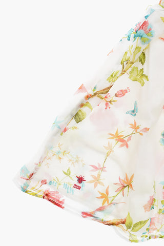 Flared Skirt with Floral Print and Elastic Waist