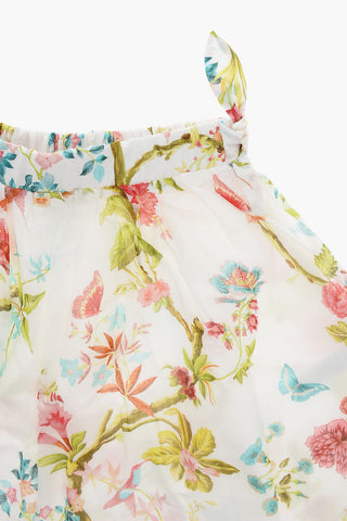 Flared Skirt with Floral Print and Elastic Waist
