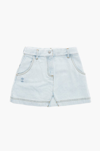 Denim Skirt with 4 Pockets and Embroidered Logo