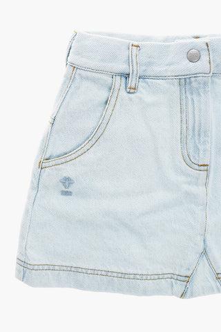 Denim Skirt with 4 Pockets and Embroidered Logo