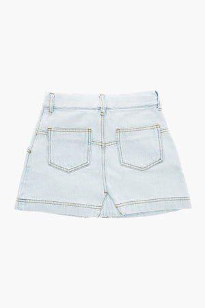 Denim Skirt with 4 Pockets and Embroidered Logo