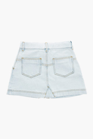 Denim Skirt with 4 Pockets and Embroidered Logo