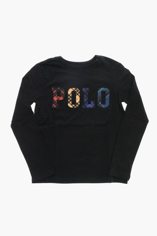 Long Sleeve Crew-neck T-shirt with Embossed Maxi Logo