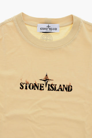 T-Shirt Girocollo in Tinta Unita con Logo a Contrasto