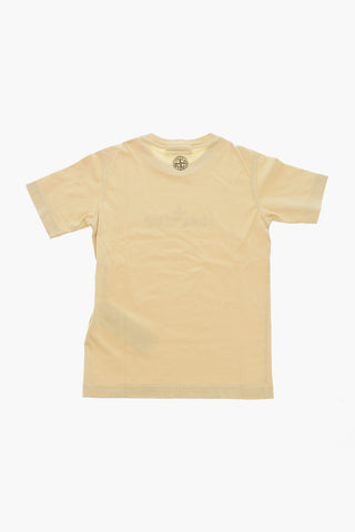 T-Shirt Girocollo in Tinta Unita con Logo a Contrasto