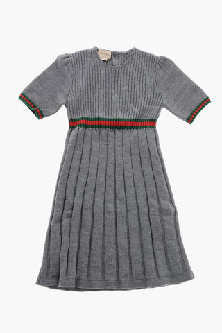 Vestito in Lana a Coste a Maniche Corte