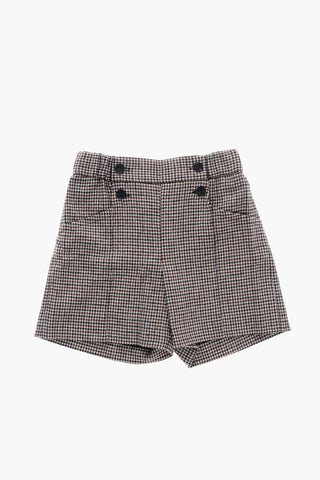 Wool-Blend Shorts with Houndstooth Pattern