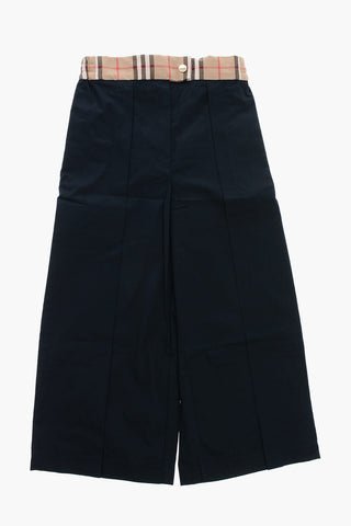 Single-Pleated Lightweight Cotton HERMIA Pants with Checked Elastic Waistband