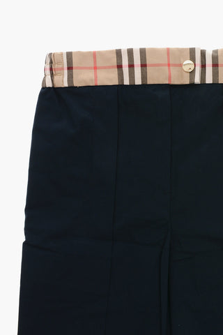 Single-Pleated Lightweight Cotton HERMIA Pants with Checked Elastic Waistband