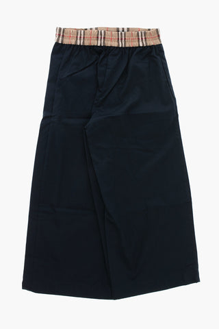 Single-Pleated Lightweight Cotton HERMIA Pants with Checked Elastic Waistband