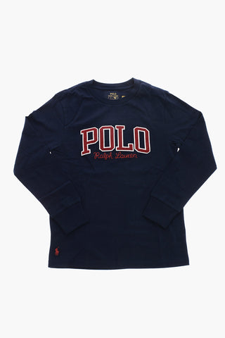 Long Sleeved Crew-neck T-Shit with Embossed Logo