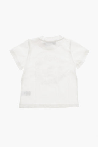 T-Shirt Girocollo in Tinta Unita con Stampa Unicorno