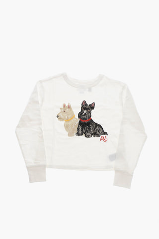 Bedrucktes Langarm-Rundhals-T-Shirt