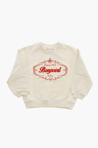 Brushed Cotton TAYLA Crew-neck Sweatshirt with Embroidered Logo