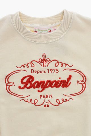 Brushed Cotton TAYLA Crew-neck Sweatshirt with Embroidered Logo
