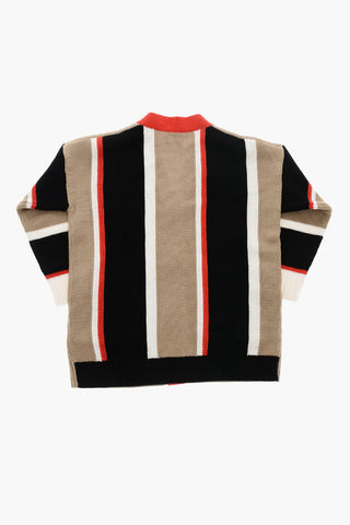 Cardigan aus Wolle mit V-Ausschnitt und Patch-Logo