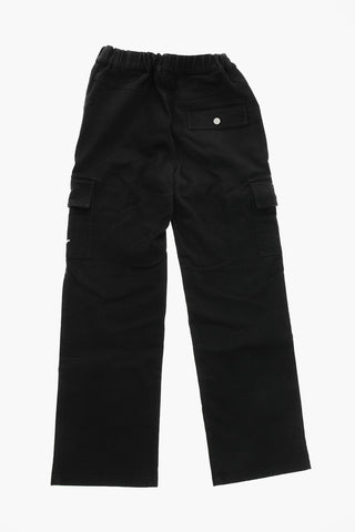 Stretch Denim Cargo Jeans with Embroidered Logo