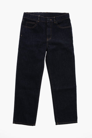 Jeans in Denim Stretch con Cuciture a Vista