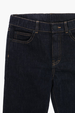 Jeans in Denim Stretch con Cuciture a Vista