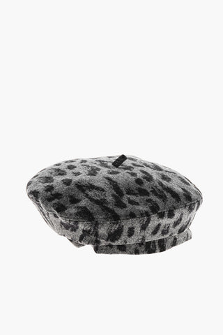 Baskenmütze aus Wollmischung mit Animalier-Muster
