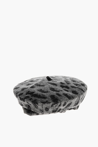Baskenmütze aus Wollmischung mit Animalier-Muster