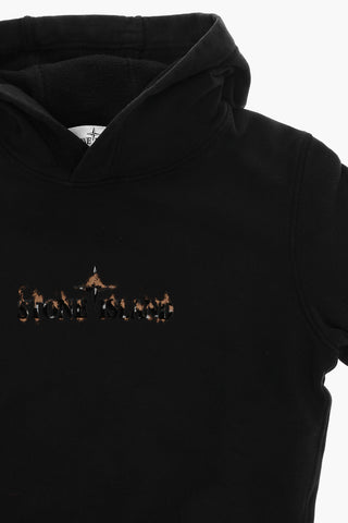 Brushed Cotton Hoodie with Contrasting Logo