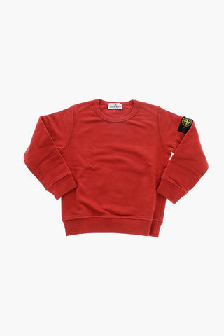 Brushed Cotton Crew-neck Sweatshirt with Contrasting Logo