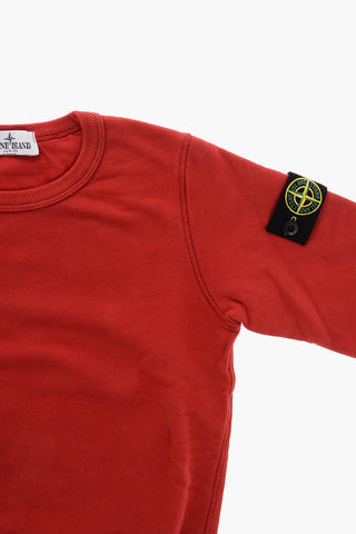 Brushed Cotton Crew-neck Sweatshirt with Contrasting Logo