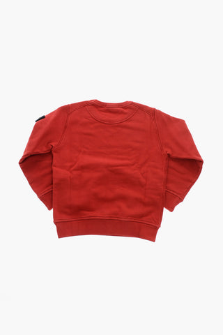Brushed Cotton Crew-neck Sweatshirt with Contrasting Logo
