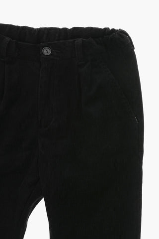 Ribbed Velour Trousers STEPHEN with Double Pleat