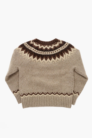 Wool-Blend Embroidered Crewneck HOLIDAY with 3 Buttons