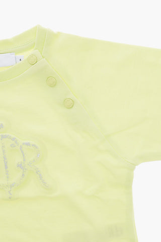 Solid Color Crew-neck T-Shirt with Embossed Logo