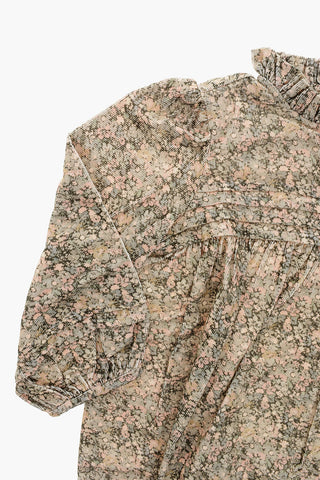 Velour Ribbed Floral-Print Blouse