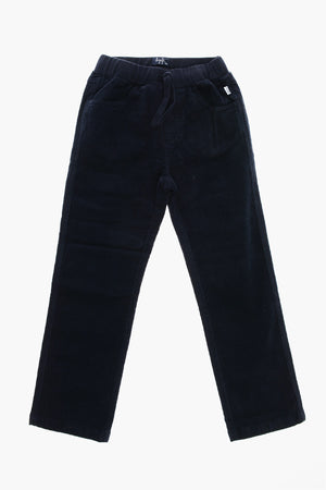 Ribbed Velour Pants With Elastic Waist