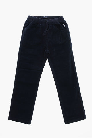 Pantaloni in Velour a Coste con Elastico in Vita