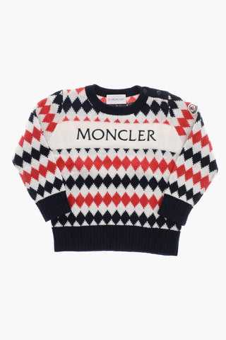 Rundhals-Pullover aus Schurwolle mit Rautenmuster