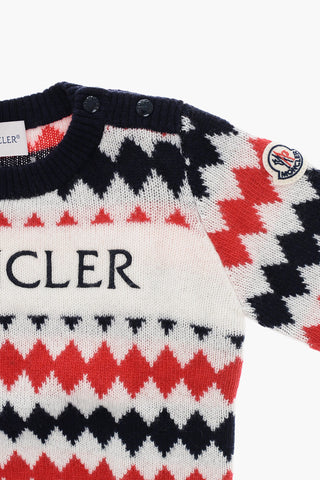 Rundhals-Pullover aus Schurwolle mit Rautenmuster